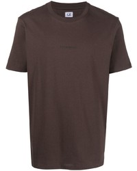 Мужская темно-коричневая футболка с круглым вырезом с принтом от C.P. Company