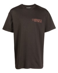 Мужская темно-коричневая футболка с круглым вырезом с принтом от Carhartt WIP
