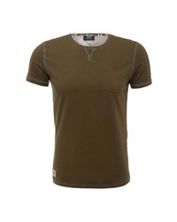 Мужская темно-коричневая футболка с круглым вырезом с принтом от Datch