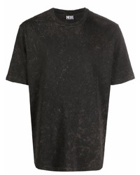 Мужская темно-коричневая футболка с круглым вырезом с принтом от Diesel