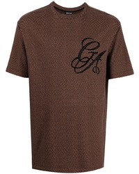 Мужская темно-коричневая футболка с круглым вырезом с принтом от Giorgio Armani