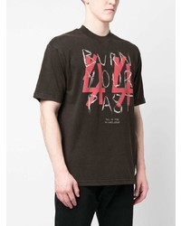 Мужская темно-коричневая футболка с круглым вырезом с принтом от 44 label group