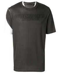 Мужская темно-коричневая футболка с круглым вырезом с принтом от Helmut Lang