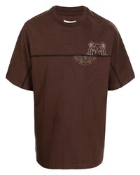 Мужская темно-коричневая футболка с круглым вырезом с принтом от Kenzo