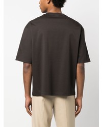 Мужская темно-коричневая футболка с круглым вырезом с принтом от Lanvin