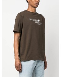 Мужская темно-коричневая футболка с круглым вырезом с принтом от Pop Trading Company