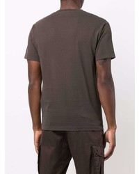 Мужская темно-коричневая футболка с круглым вырезом с принтом от Stone Island