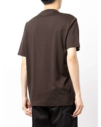 Мужская темно-коричневая футболка с круглым вырезом с принтом от Ermenegildo Zegna