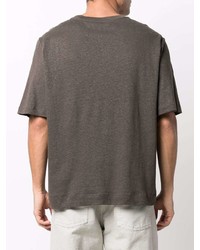 Мужская темно-коричневая футболка с круглым вырезом с принтом от Karl Lagerfeld