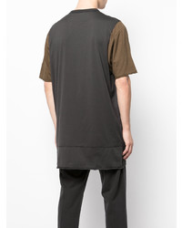 Мужская темно-коричневая футболка с круглым вырезом с принтом от Ziggy Chen