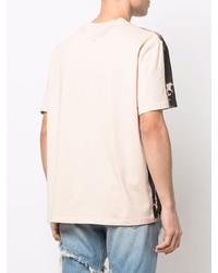 Мужская темно-коричневая футболка с круглым вырезом с принтом от Just Cavalli