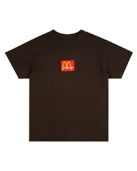 Мужская темно-коричневая футболка с круглым вырезом с принтом от Travis Scott Astroworld