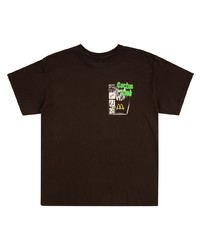 Мужская темно-коричневая футболка с круглым вырезом с принтом от Travis Scott Astroworld