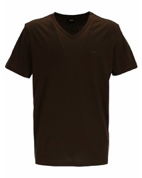 Мужская темно-коричневая футболка с круглым вырезом от BOSS HUGO BOSS