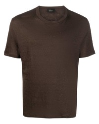 Мужская темно-коричневая футболка с круглым вырезом от Brioni