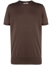 Мужская темно-коричневая футболка с круглым вырезом от Canali