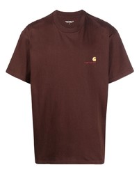 Мужская темно-коричневая футболка с круглым вырезом от Carhartt WIP