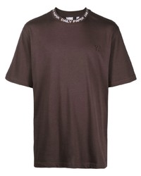 Мужская темно-коричневая футболка с круглым вырезом от Daily Paper