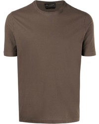 Мужская темно-коричневая футболка с круглым вырезом от Dell'oglio