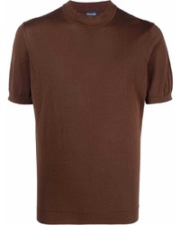 Мужская темно-коричневая футболка с круглым вырезом от Drumohr