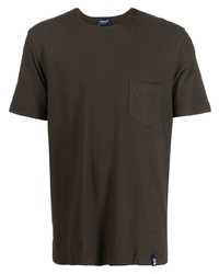 Мужская темно-коричневая футболка с круглым вырезом от Drumohr