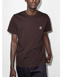 Мужская темно-коричневая футболка с круглым вырезом от MAISON KITSUNÉ