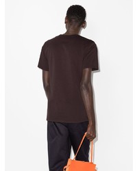 Мужская темно-коричневая футболка с круглым вырезом от MAISON KITSUNÉ