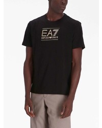 Мужская темно-коричневая футболка с круглым вырезом от Ea7 Emporio Armani
