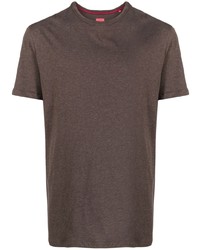 Мужская темно-коричневая футболка с круглым вырезом от Isaia