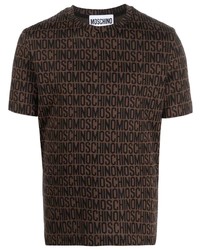 Мужская темно-коричневая футболка с круглым вырезом от Moschino