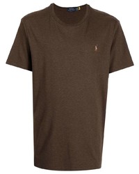 Мужская темно-коричневая футболка с круглым вырезом от Polo Ralph Lauren