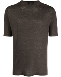 Мужская темно-коричневая футболка с круглым вырезом от Roberto Collina