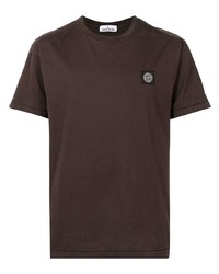 Мужская темно-коричневая футболка с круглым вырезом от Stone Island