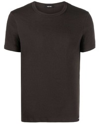 Мужская темно-коричневая футболка с круглым вырезом от Tom Ford