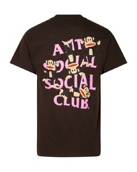 Мужская темно-коричневая футболка с круглым вырезом от Anti Social Social Club