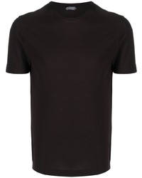Мужская темно-коричневая футболка с круглым вырезом от Zanone