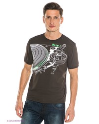 Мужская темно-коричневая футболка с принтом