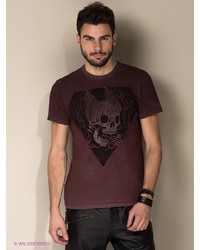 Мужская темно-коричневая футболка с принтом