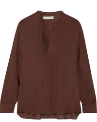 Темно-коричневая шелковая блузка от Vince