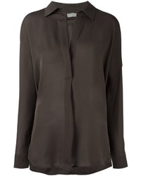 Женская темно-коричневая шелковая рубашка от Vince