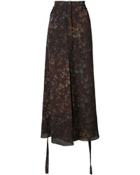 Темно-коричневая шелковая юбка с принтом от Josh Goot