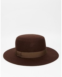 Мужская темно-коричневая шерстяная шляпа от Asos
