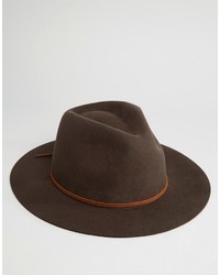 Мужская темно-коричневая шерстяная шляпа от Brixton