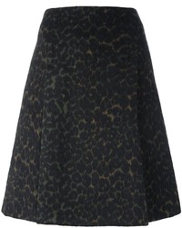 Темно-коричневая шерстяная юбка с принтом от Steffen Schraut