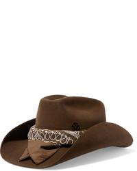 Женская темно-коричневая шляпа с принтом от Maison Michel