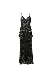 Темно-коричневое вечернее платье в горошек