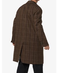 Темно-коричневое длинное пальто в клетку от Calvin Klein 205W39nyc