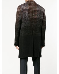 Темно-коричневое длинное пальто в шотландскую клетку от Etro