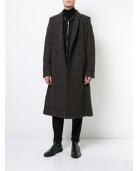 Темно-коричневое длинное пальто в шотландскую клетку от Stephan Schneider