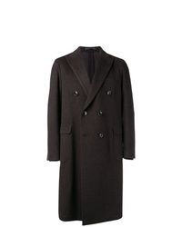 Темно-коричневое длинное пальто от Bagnoli Sartoria Napoli